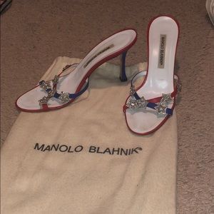 Manolo Blahnik Red White & Blue Sandals - 37.5